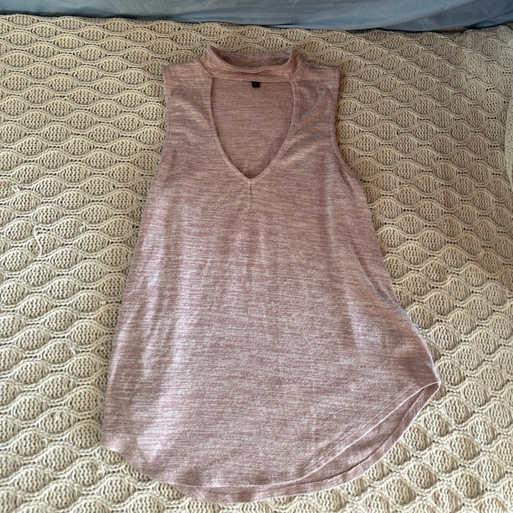 Express Sleeveless Pink V-Neck Top